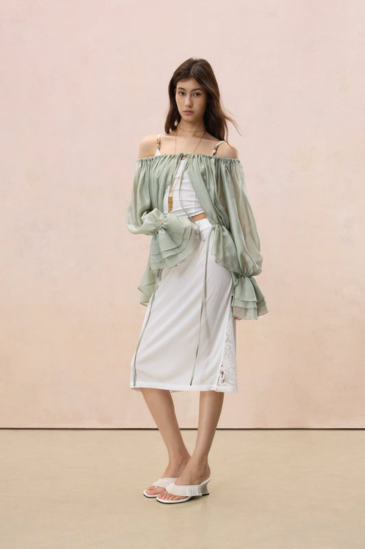 SAGE REGENCY OFF-SHOULDER BLOUSE OUTERWEAR