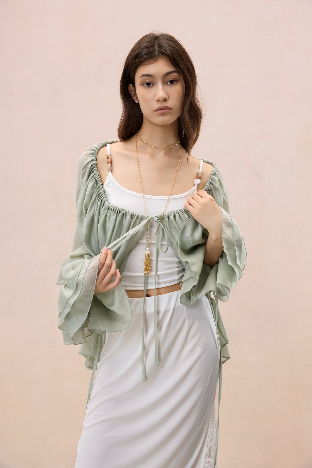 SAGE REGENCY OFF-SHOULDER BLOUSE OUTERWEAR
