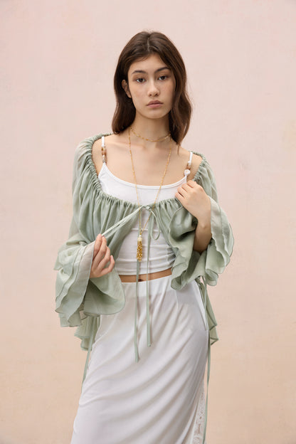 SAGE REGENCY OFF-SHOULDER BLOUSE OUTERWEAR