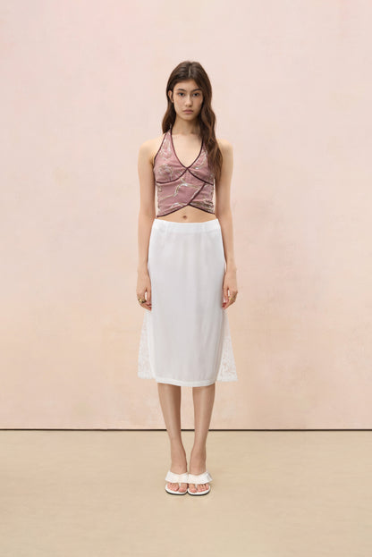 MAUVE SEQUIN PIPING HALTER TOP