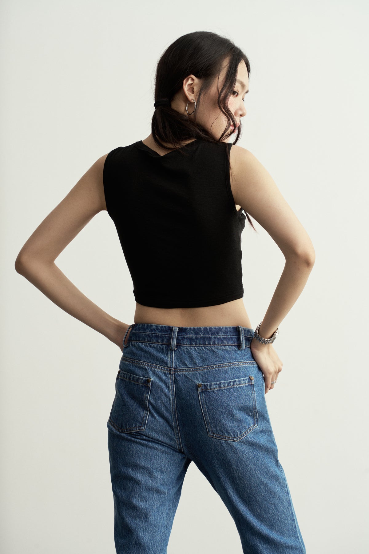 VINTAGE DOUBLE BUTTON FLARED JEANS