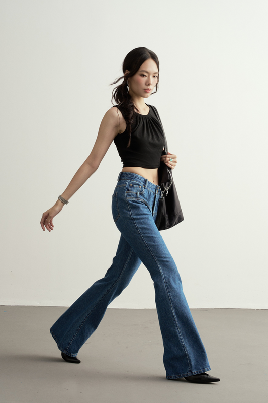 VINTAGE DOUBLE BUTTON FLARED JEANS