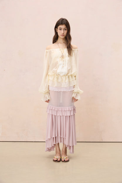 LUMINOSA OFF-SHOULDER BLOUSE IN PALE SUNSHINE