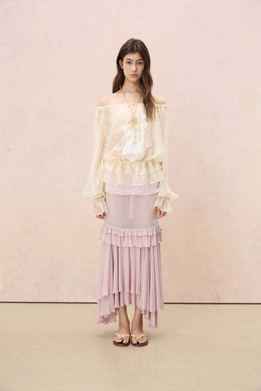 LUMINOSA OFF-SHOULDER BLOUSE IN PALE SUNSHINE