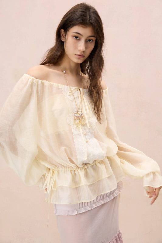 LUMINOSA OFF-SHOULDER BLOUSE IN PALE SUNSHINE