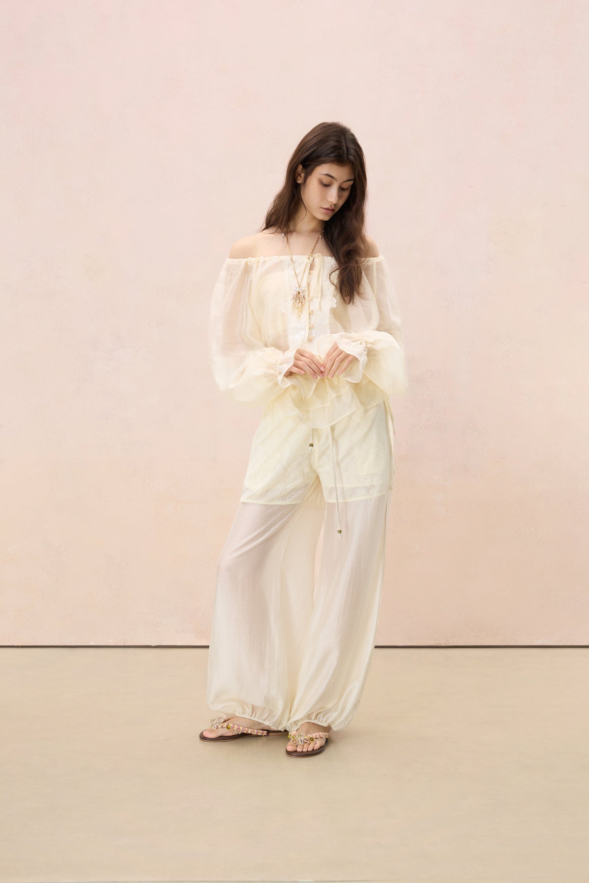 LUMINOSA OFF-SHOULDER BLOUSE IN PALE SUNSHINE
