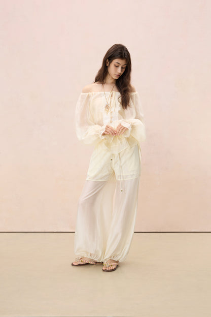 LUMINOSA OFF-SHOULDER BLOUSE IN PALE SUNSHINE