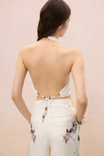 MIDSUMMER BOTANICAL HALTER TOP