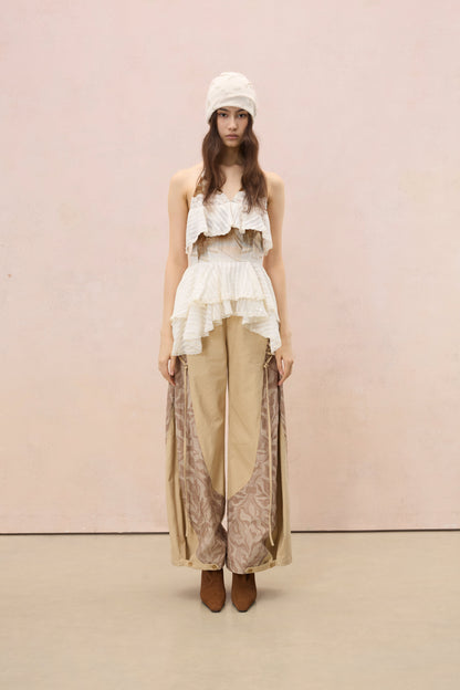 TERRA LACE-TRIMMED TIERED HALTER TOP