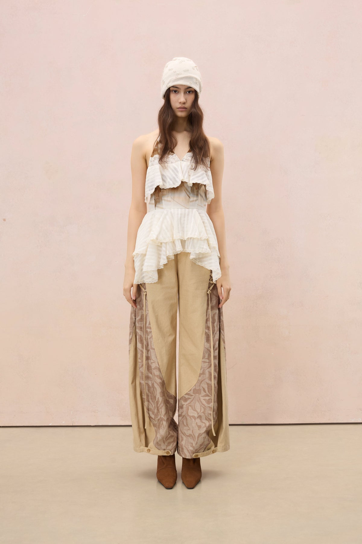 TERRA PRINTED PATCHWORK WIDE-LEG TROUSERS