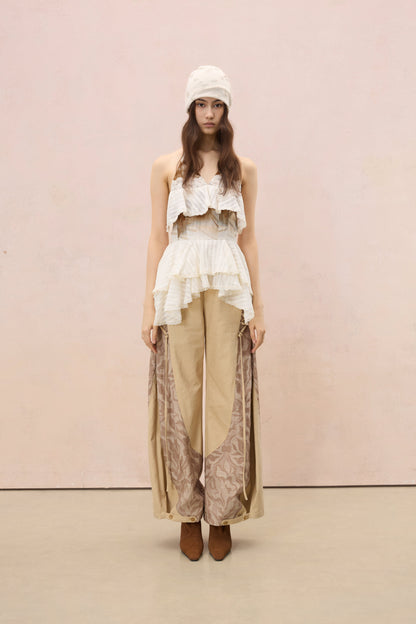 TERRA PRINTED PATCHWORK WIDE-LEG TROUSERS