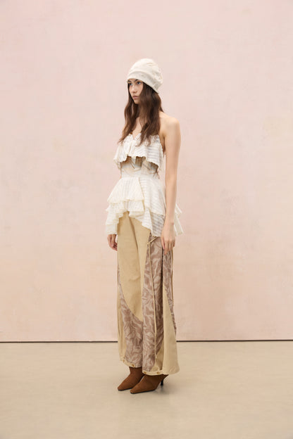 TERRA LACE-TRIMMED TIERED HALTER TOP