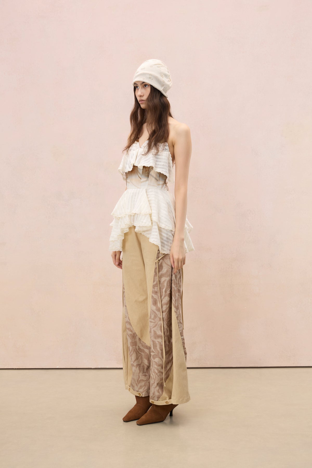 TERRA PRINTED PATCHWORK WIDE-LEG TROUSERS