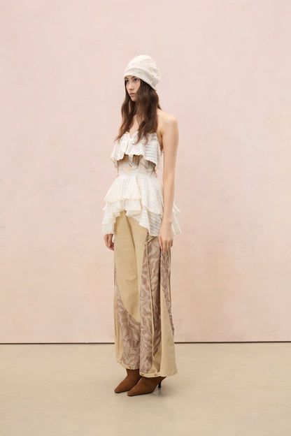 TERRA PRINTED PATCHWORK WIDE-LEG TROUSERS