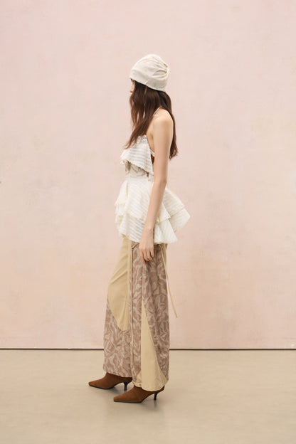 TERRA LACE-TRIMMED TIERED HALTER TOP