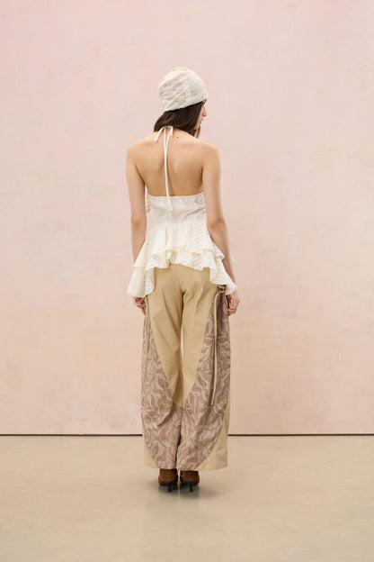 TERRA LACE-TRIMMED TIERED HALTER TOP