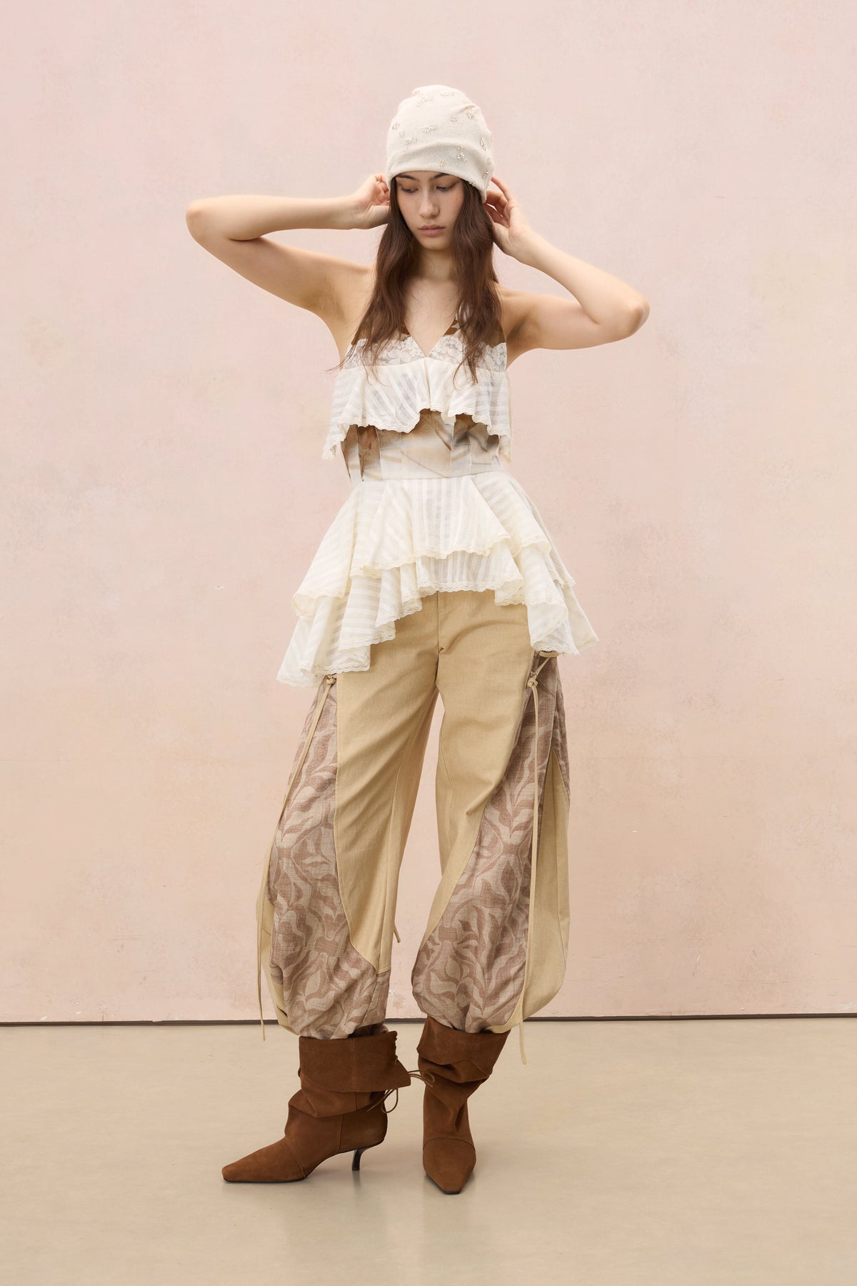 TERRA PRINTED PATCHWORK WIDE-LEG TROUSERS