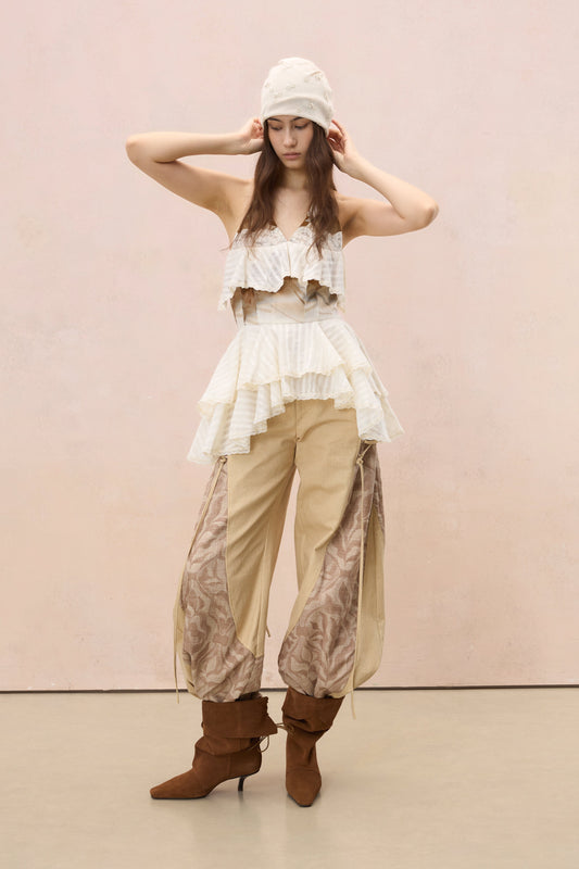 TERRA PRINTED PATCHWORK WIDE-LEG TROUSERS