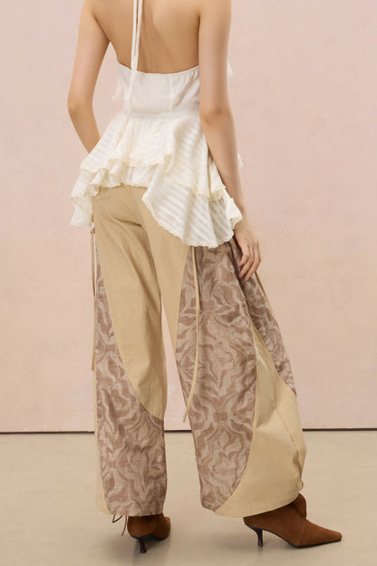 TERRA PRINTED PATCHWORK WIDE-LEG TROUSERS
