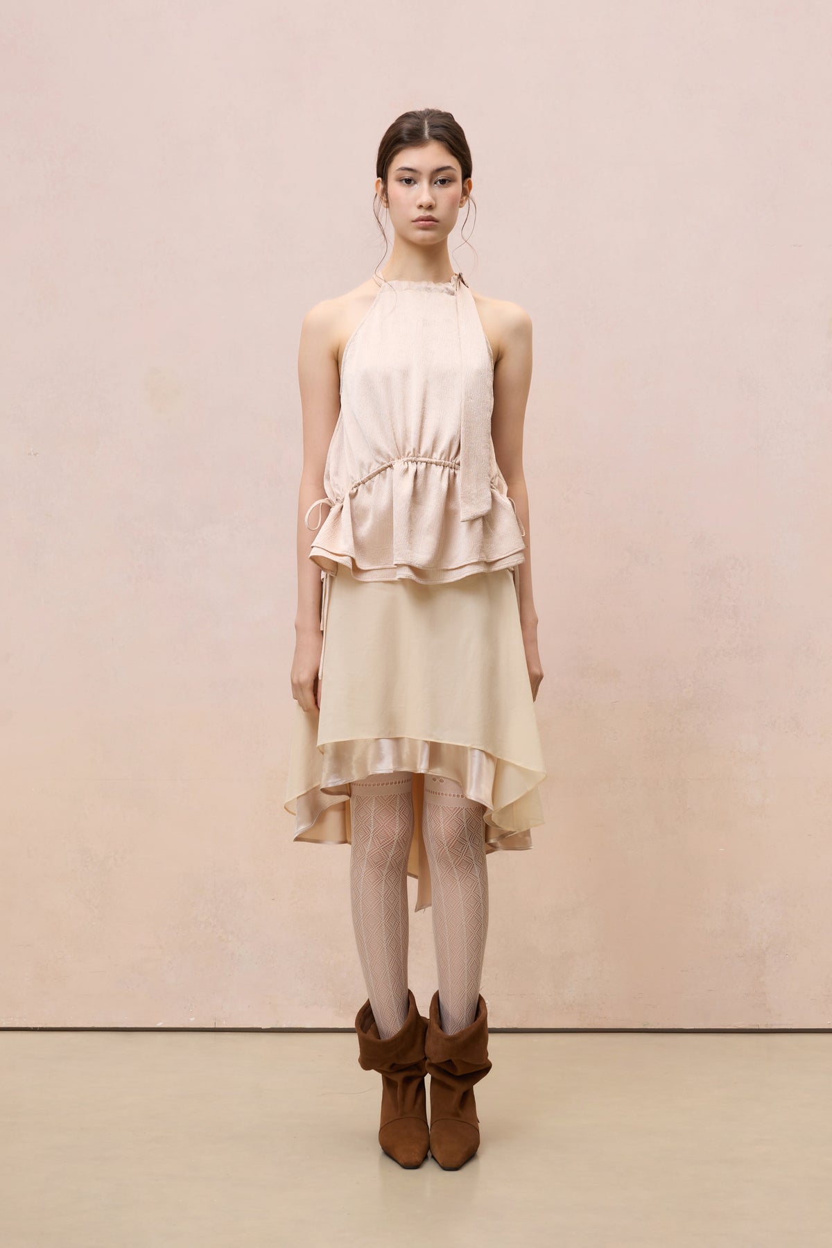 BLUSH BUCKLED HALTER TOP