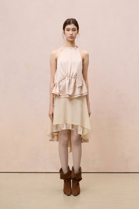 BLUSH BUCKLED HALTER TOP