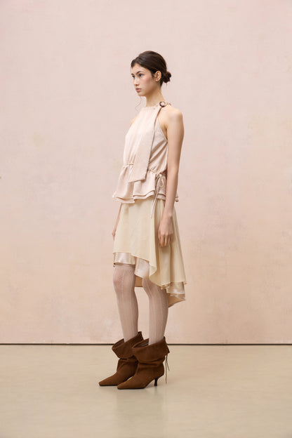 BLUSH BUCKLED HALTER TOP