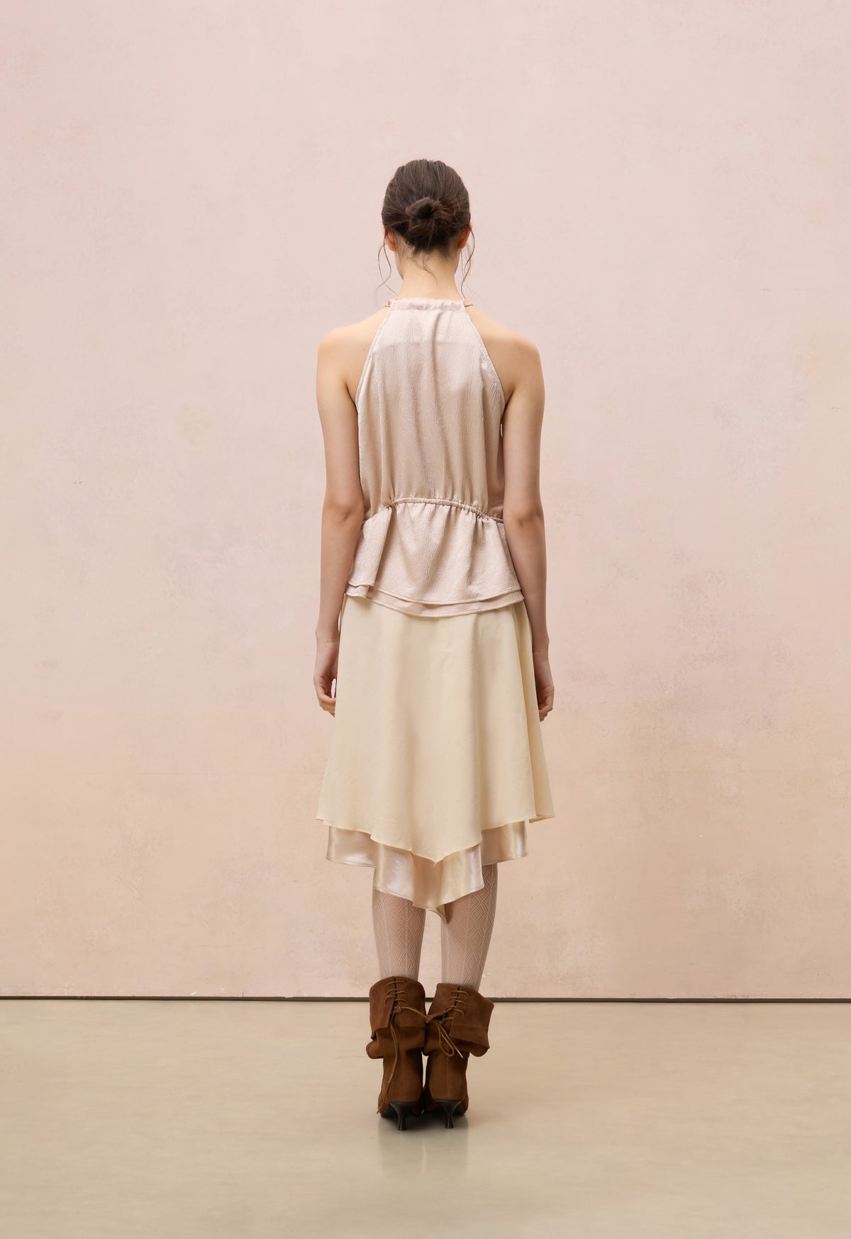 BLUSH BUCKLED HALTER TOP