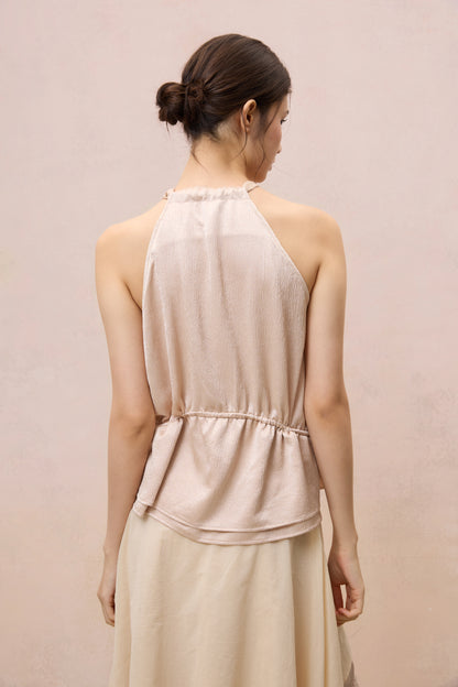 BLUSH BUCKLED HALTER TOP