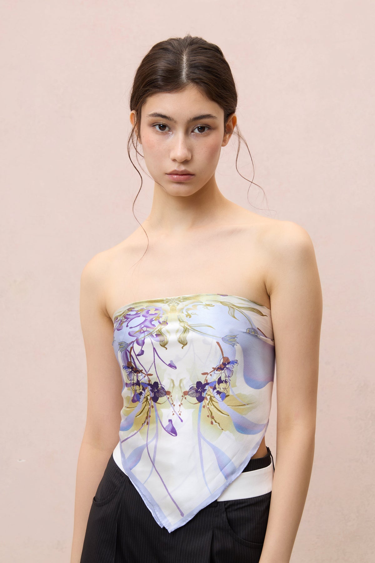THE ORCHID MIRAGE PRINTED SILK SCARF