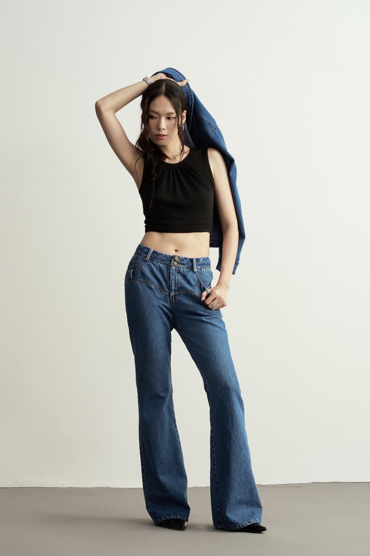 VINTAGE DOUBLE BUTTON FLARED JEANS
