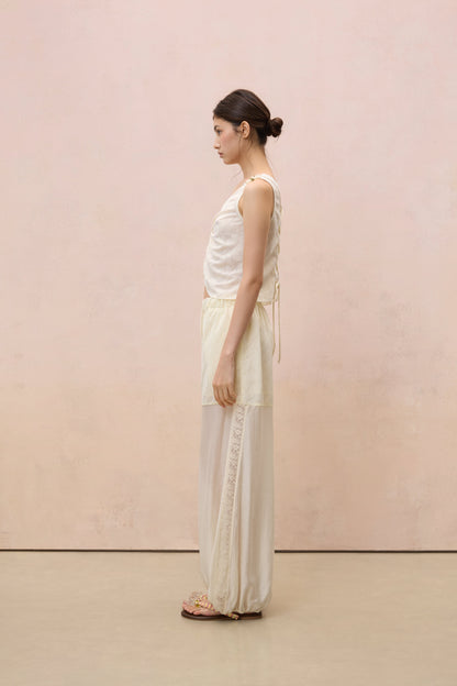 LUMINOSA BEADED DRAWSTRING HAREM PANTS