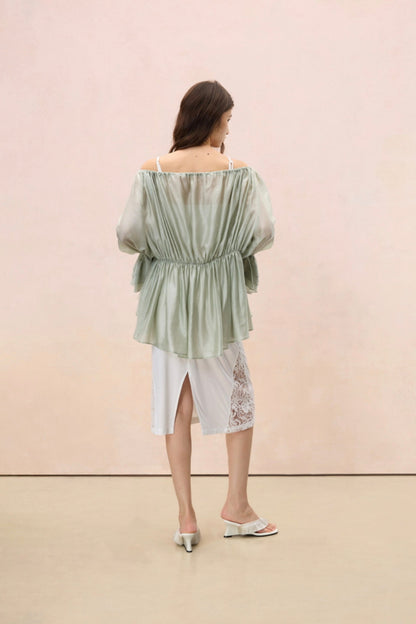 SAGE REGENCY OFF-SHOULDER BLOUSE OUTERWEAR