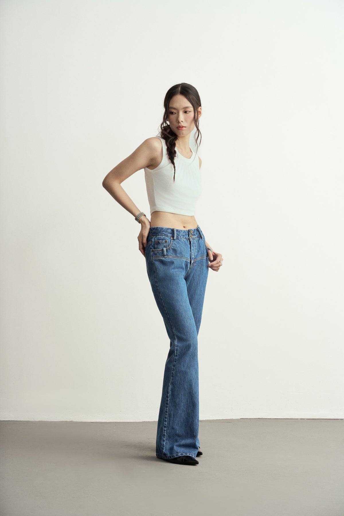 BLACK DOUBLE-LAYER COTTON CROP TOP