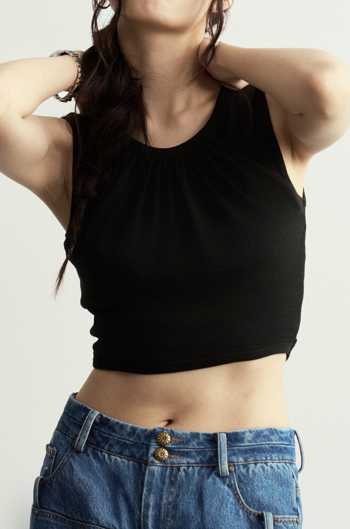 WHITE DOUBLE-LAYER COTTON CROP TOP
